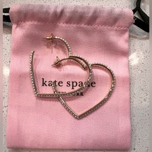 Kate Spade pearl embellished heart shaped hoops